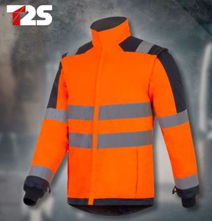 Image de GILET CHAUD 2/1 HV KITA EPI CENTER ORANGE FLUO/MARINE TL
