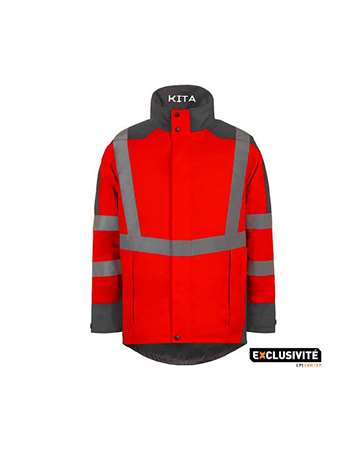 Image de VESTE DE PLUIE HV KITA EPI CENTER ROUGE FLUO/GRIS T3XL