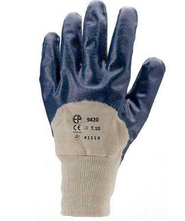 Image de GANTS 9417 COTON DOS AERE ENDUIT NITRILE cdt 10p BLEU T07