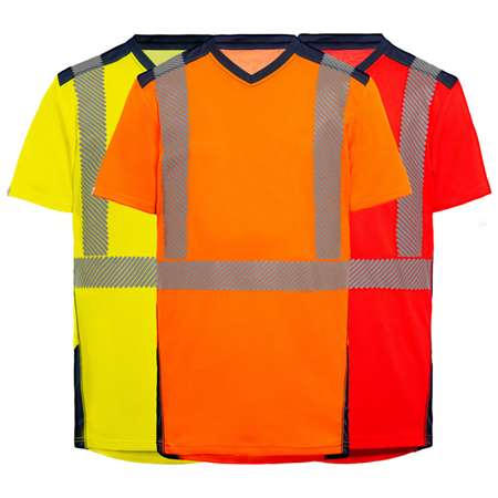 Image de T-SHIRT HV MC JAKARTA ORANGE FLUO/MARINE TXL