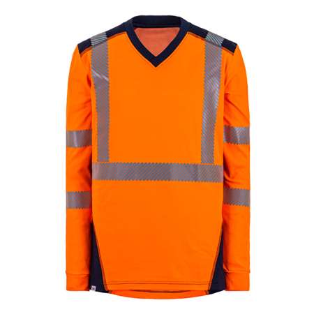Image de T-SHIRT HV ML JAKARTA ORANGE FLUO/MARINE TXXL