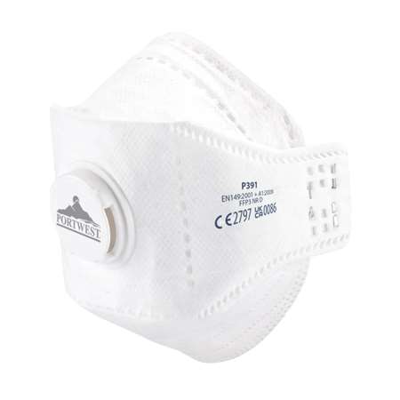 Image de MASQUE P391 FFP3 PLIABLE BLANC AVEC VALVE BOITE x10