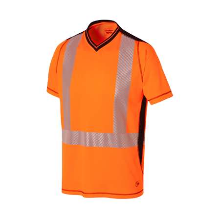 Image de TEE SHIRT HV 0471 LUKLIGHT MC ORANGE/MARINE TL