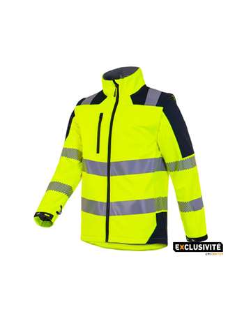 Image de BLOUSON SOFTSHELL HV KITA MA JAUNE FLUO/MARINE TXXL