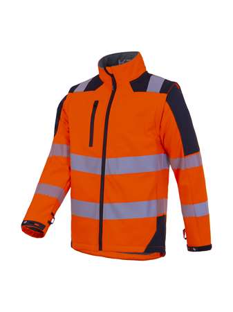 Image de BLOUSON SOFTSHELL HV KITA MA ORANGE FLUO/MARINE TS